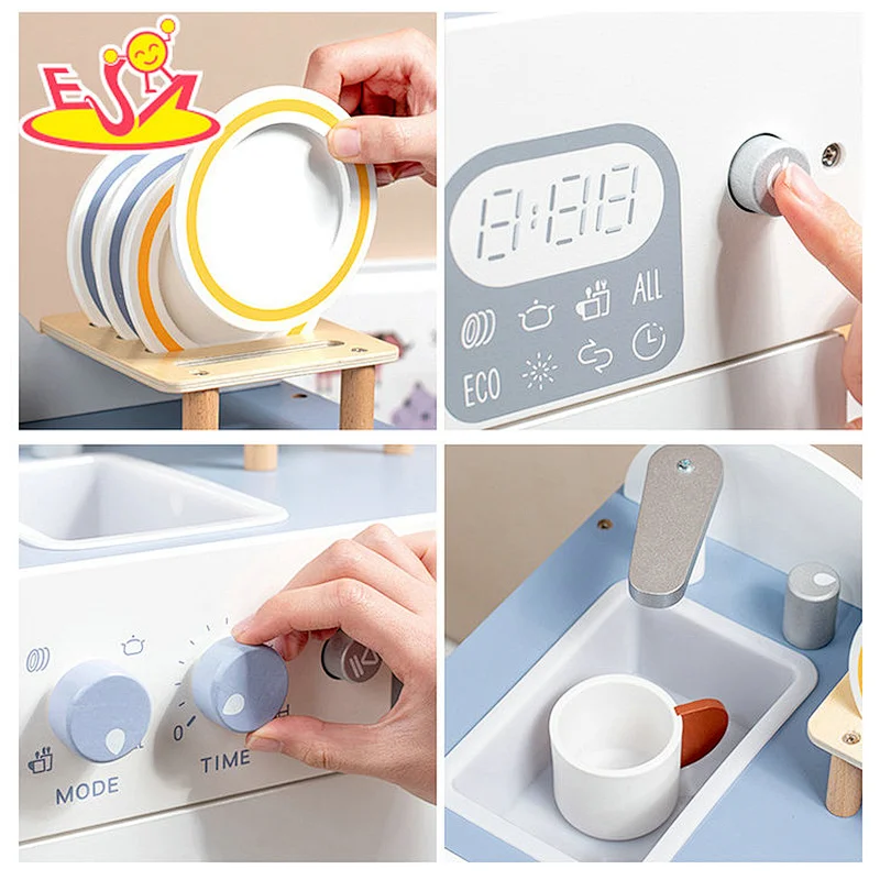 High Quality Kitchen Play House Simulation Wooden Dishwasher Toy For Kids W10D857